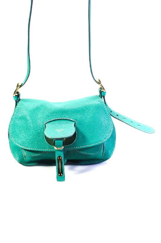 Women's tote bag high-fashion piece -Fontana Milano Womens Wight Leather Flap Baby Top Handle Tote Handbag Teal Green