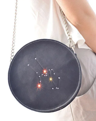 Women's shoulder bag squad pick -Handmade Leather round bag shoulder bag constellation women leather crossbody bag