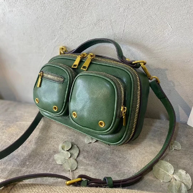 Women's shoulder bag quality collection -Small Ladies Green Leather Shoulder Strap Purse Side Bags For Women