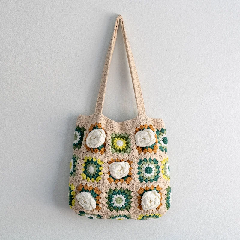 Women's shoulder bag daily essential -Elena Handbags Handmade Granny Square Shoulder Tote Bag