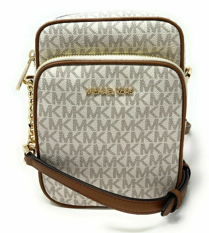 Women's crossbody bags fabric -Michael Kors Jet Set Travel Signature Logo Chain Crossbody F Bag