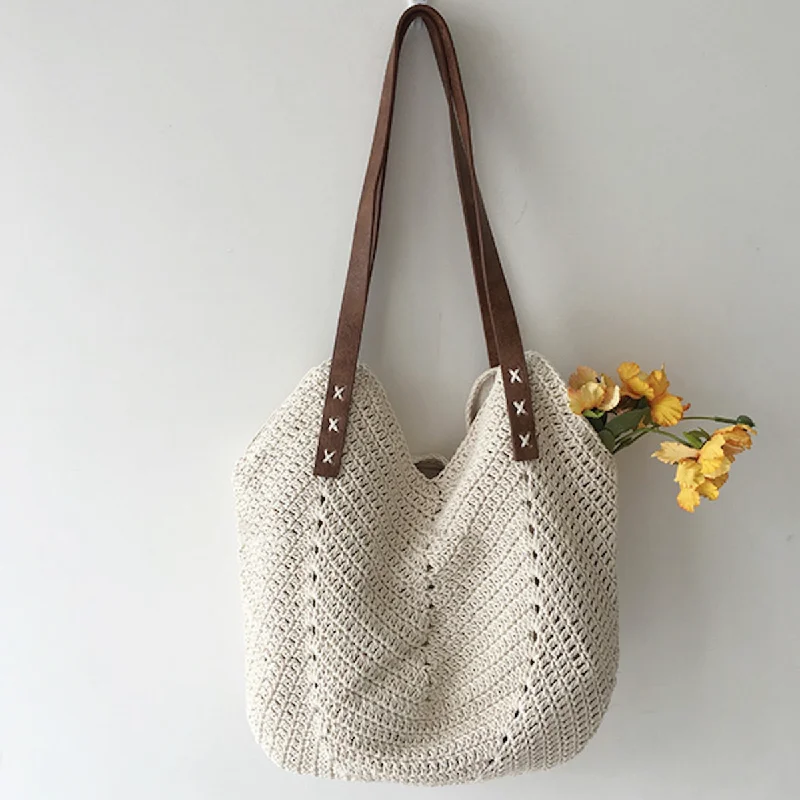 Women's shoulder bag custom ensemble -Elena Handbags Retro Cotton Knitted Shoulder Bag