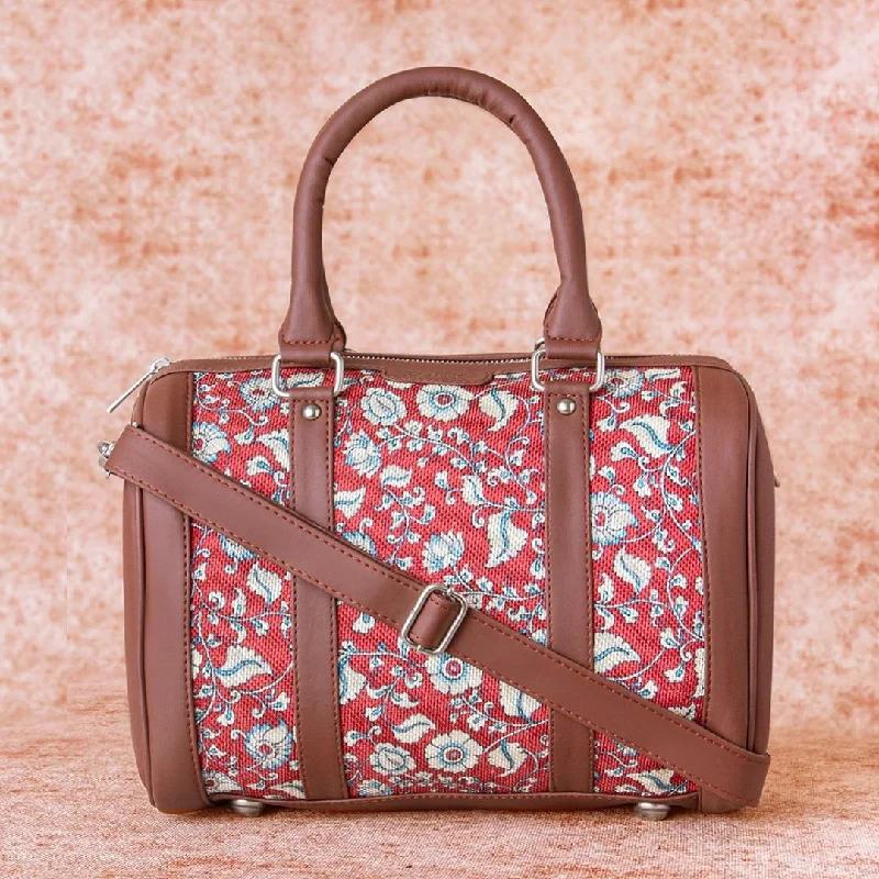 Women's handbags recycled -Chittoor Red Kalamkari Handbag