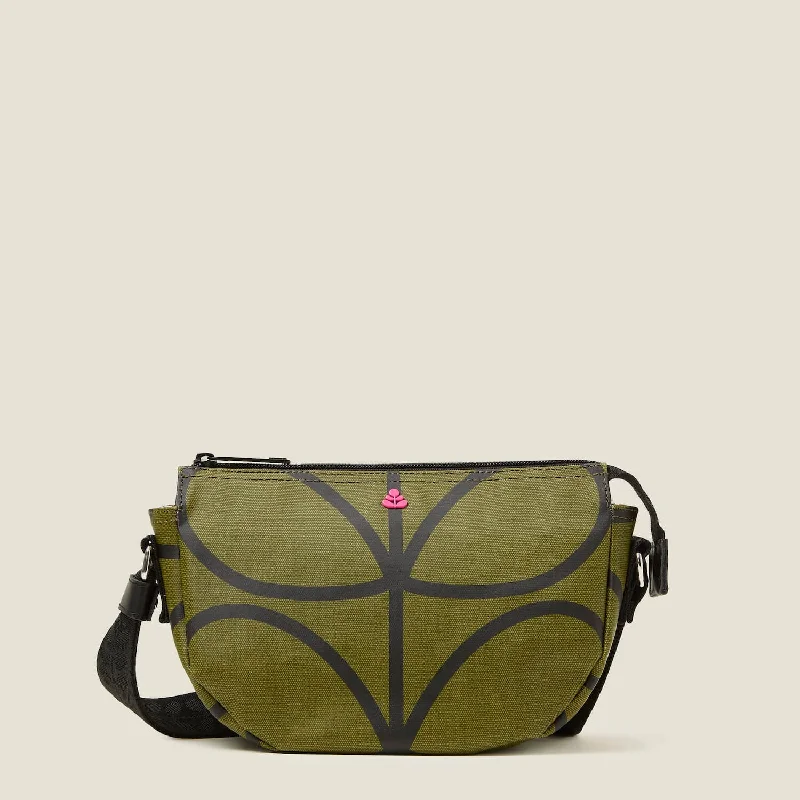 Women's crossbody bags nylon-durable -Mini Rounder Crossbody - Giant Linear Stem Olive