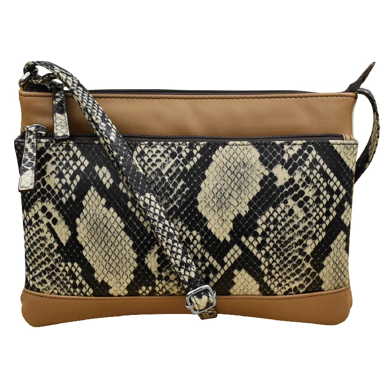 Women's handbags neutral-charm -Double Zip Multi Color Crossbody