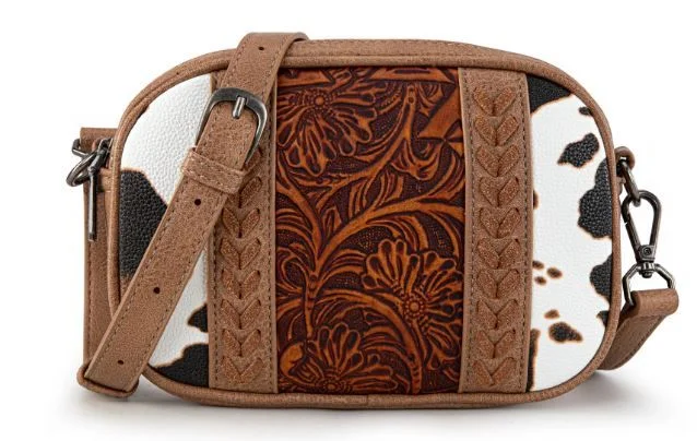 Women's crossbody bags large -Montana West Tooled Collection Crossbody - Brown