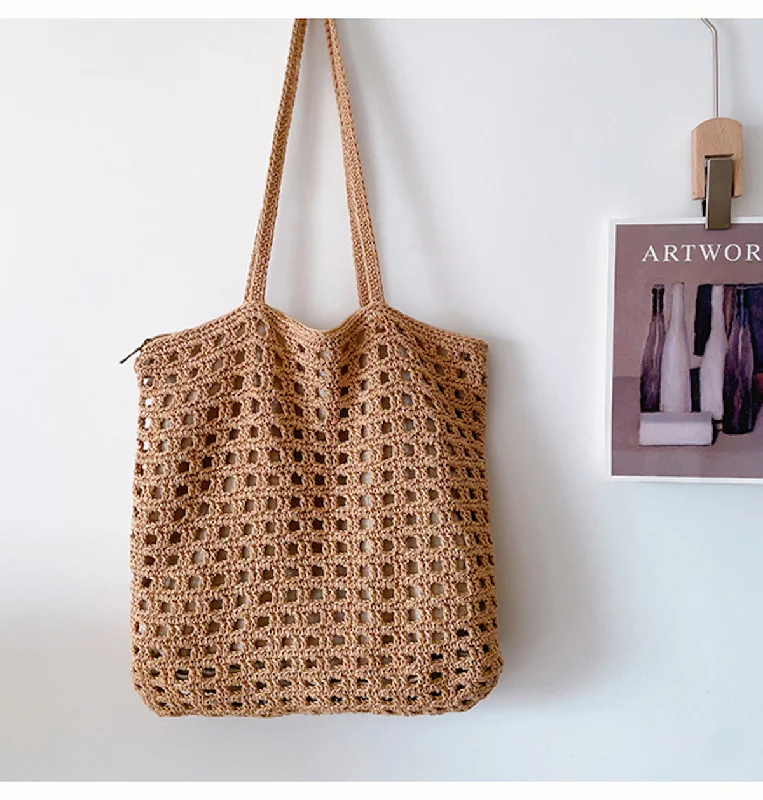 Women's shoulder bag minimalist look -Elena Handbags Handmade Crochet Retro Tote Shoulder Bag