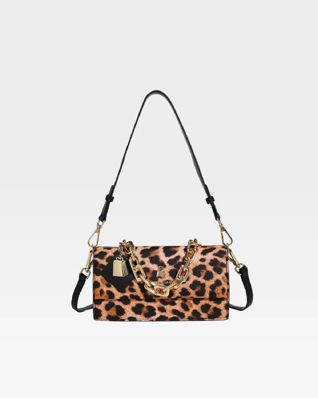 Women's shoulder bag compact style -Leopard Print Shoulder Bag in Beige