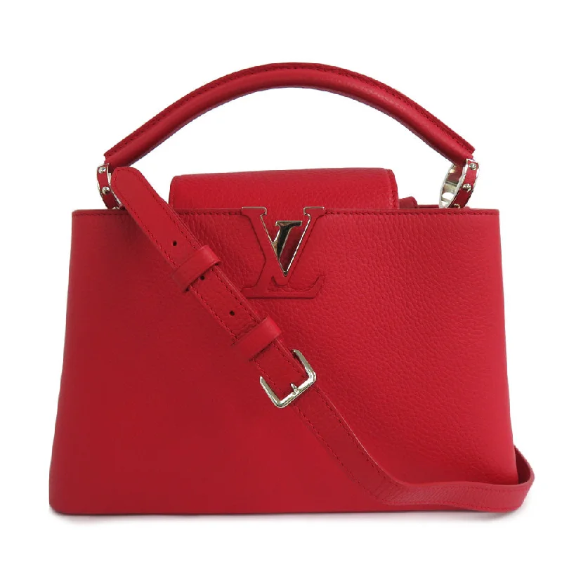 Women's handbags trendy-chic -Louis Vuitton Capsine PM M42237 Ru Red Handbag 2WAY High-end  Leather Silver