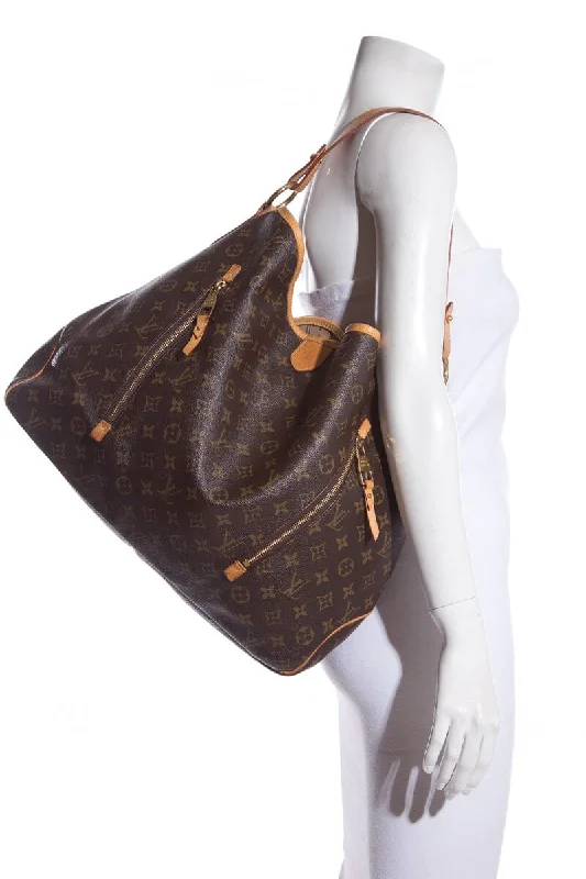 Women's handbags black-leather -Louis Vuitton Brown Monogram Zipper Detail Hobo