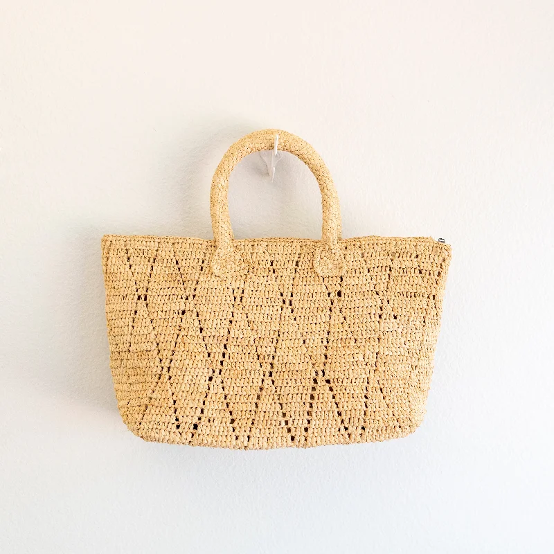 Women's handbags streetwear -Elena Handbags Hand Woven Fashion Raffia Top Handle Beach Bag