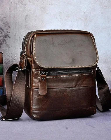 Women's shoulder bag bulk purchase -Cool Coffee Small Leather Mens Side Bag Messenger Bag Shoulder Bag for Men