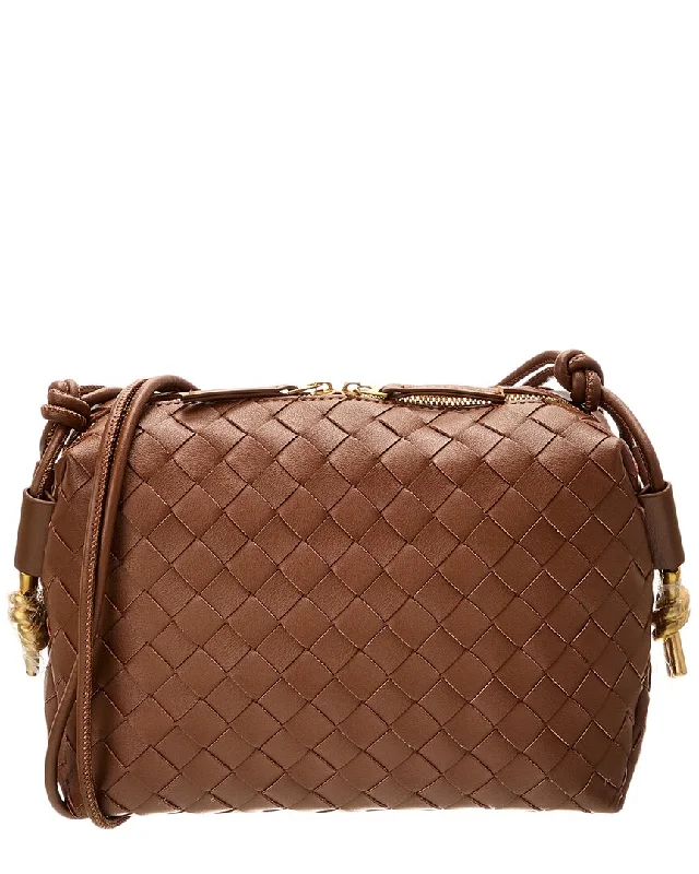 Women's crossbody bags mid-range -Tiffany & Fred Paris Large Woven Leather Crossbody