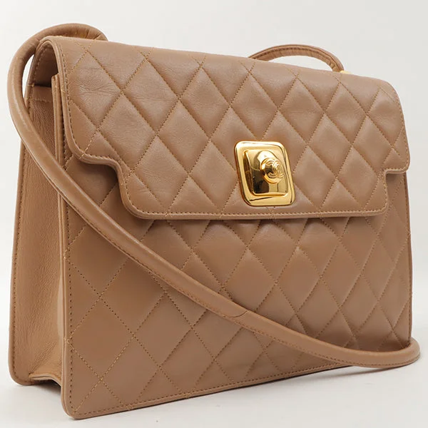 Women's shoulder bag fast-access collection -Chanel Around 1990 Made Square Cc Mark Push Lock Shoulder Bag Amber