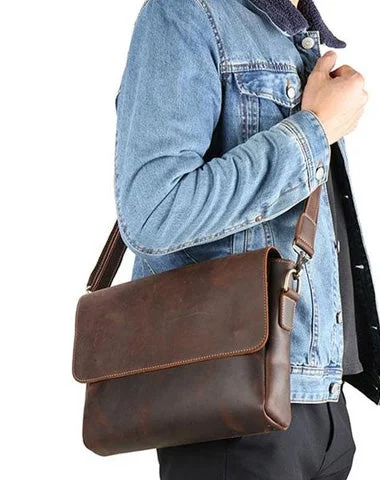 Women's shoulder bag fast-access deal -Cool Leather Messenger Bag Side Bag Vintage Shoulder Bag For Men