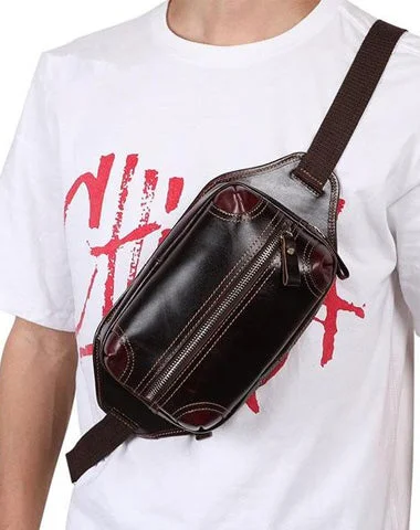 Women's bucket bags office-chic -Vintage Coffee Brown LEATHER MENS FANNY PACK FOR MEN BUMBAG Vintage WAIST BAGS