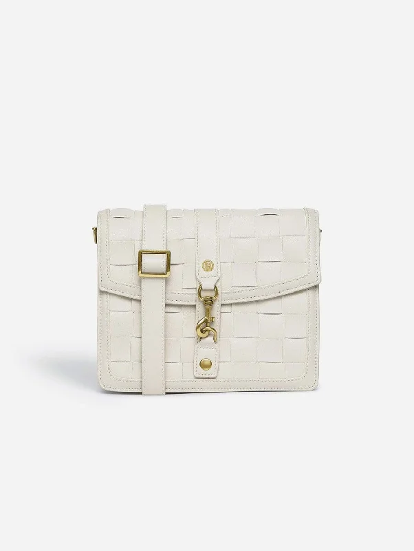 Women's shoulder bag bold hues -Daisy Vegan Leather Shoulder & Crossbody Bag | White