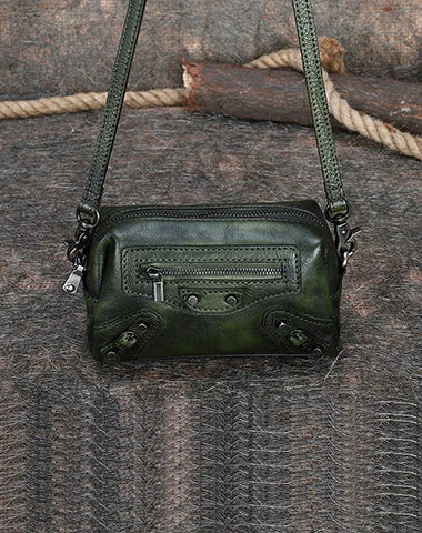 Women's shoulder bag wholesale offer -Vintage Womens Green Leather Wristlet Wallets Mini Shoulder Bag Small Crossbody Bag for Women