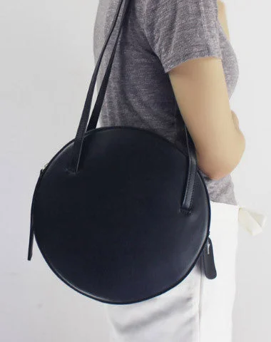 Women's shoulder bag prompt delivery -Genuine Leather round bag shoulder bag purse for women leather backpack