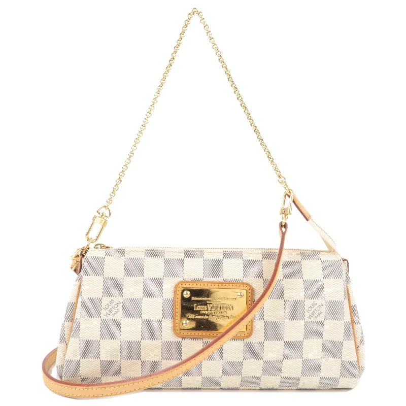 Women's shoulder bag quick-carry ensemble -Louis Vuitton Damier Azur Eva 2 Way Bag Shoulder Bag N55214