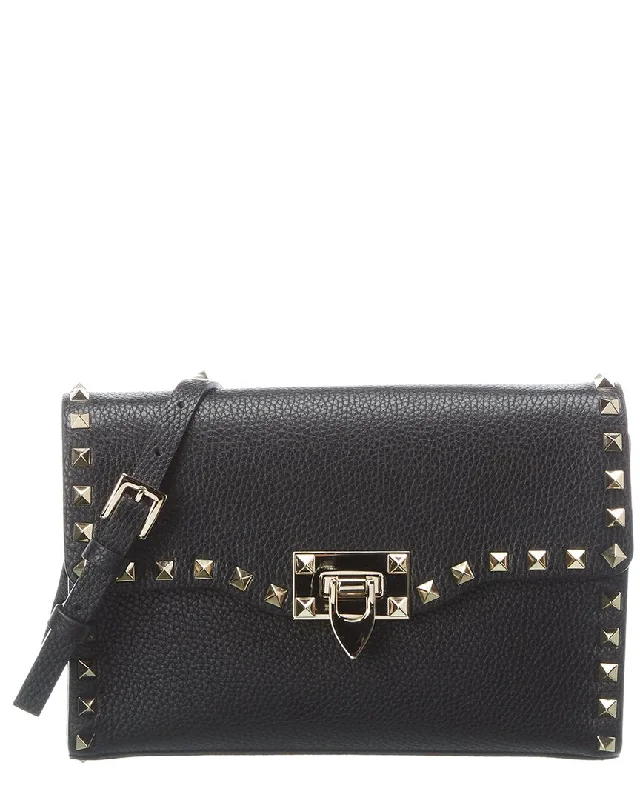 Women's crossbody bags green -Valentino Rockstud Small Grainy Leather Crossbody