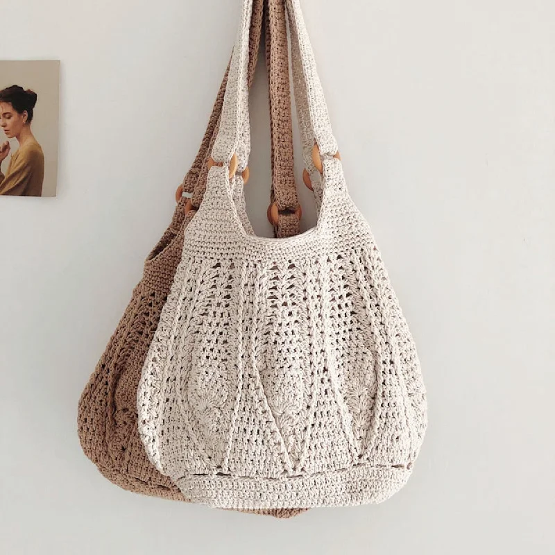 Women's handbags tote -Elena Handbags Retro Artsy Twist Cotton Knitted Bag