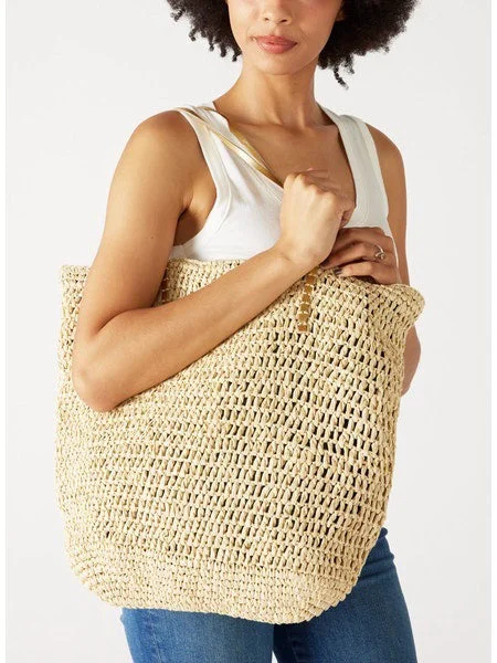 Women's tote bag rich tones -MERSEA - SUNCHASER STRAW TOTE