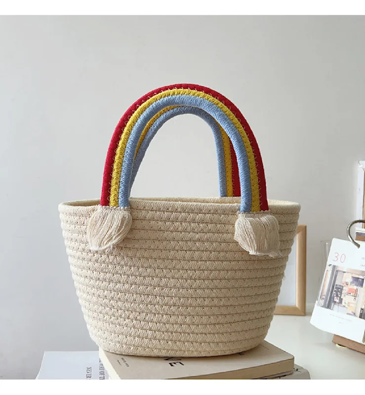 Women's handbags outdoor-durable -Elena Handbags Knit Rainbow Basket Bag