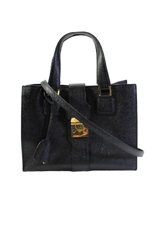 Women's tote bag online store -Mark Cross Womens Double Handle Logo Pushlock Livingston Tote Handbag Black