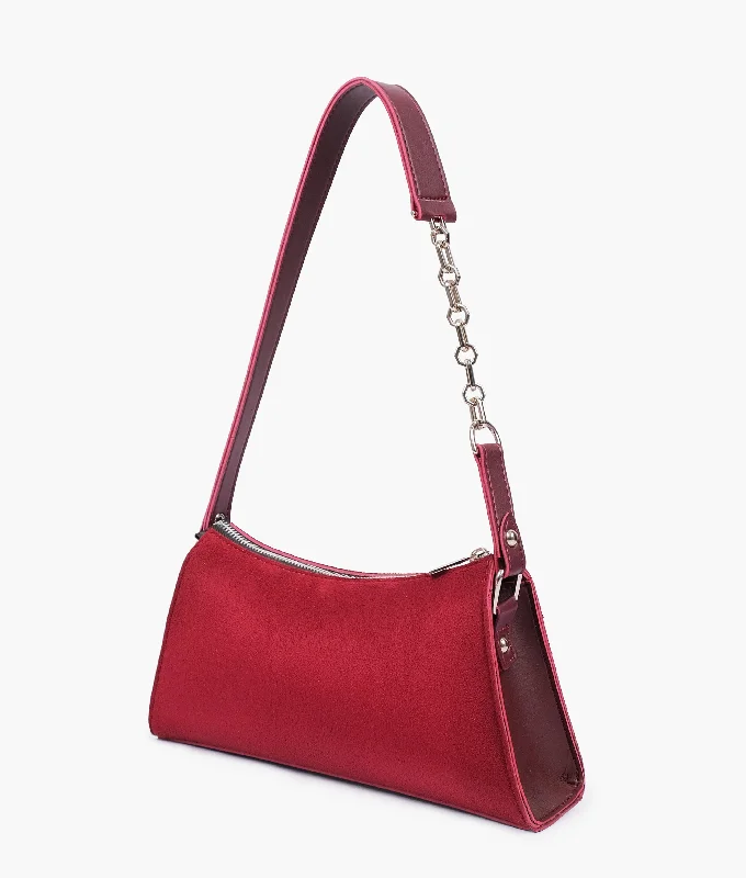 Women's chain bag numbered series -Burgundy suede evening bag with chain handle