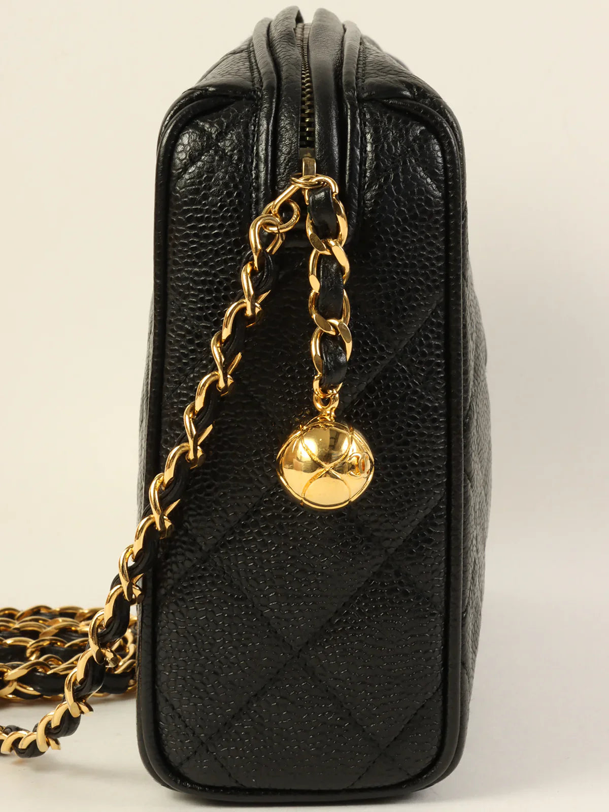 Women's shoulder bag premium quality -CHANEL Around 1992 Made Caviar Skin Cc Mark Stitch Chain Shoulder Bag Black