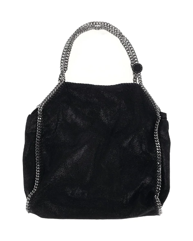 Women's tote bag sport set -Stella McCartney Falabella Mini Tote in Metallic Black Vegan Leather