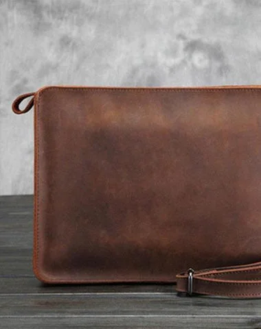 Women's shoulder bag quick-carry offer -Vintage Small Leather Mens Messenger Bag Clutch Wristlet Shoulder Bag for Men