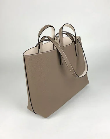 Women's shoulder bag quality collection -Womens Khaki Leather Shoulder Tote Bags Best Tote Handbag Shopper Bags Purse for Ladies