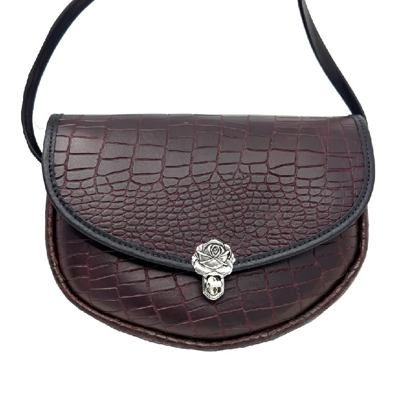 Women's crossbody bags everyday-comfort -Large Lilah Crossbody, Burgundy Alligator