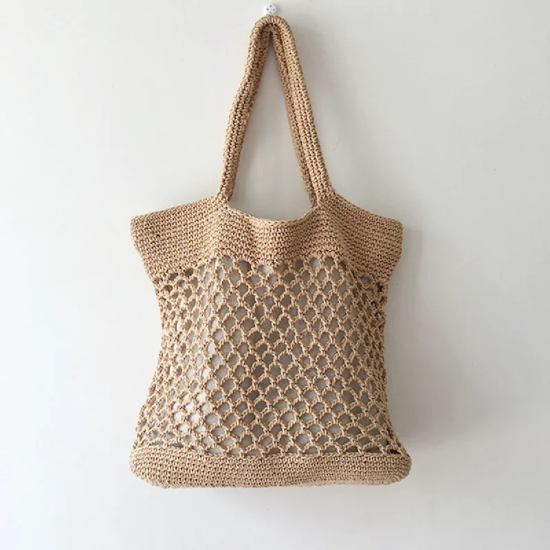 Women's shoulder bag high-end outfit -Elena Handbags Retro Fish Net Cotton Knitted Shoulder Bag