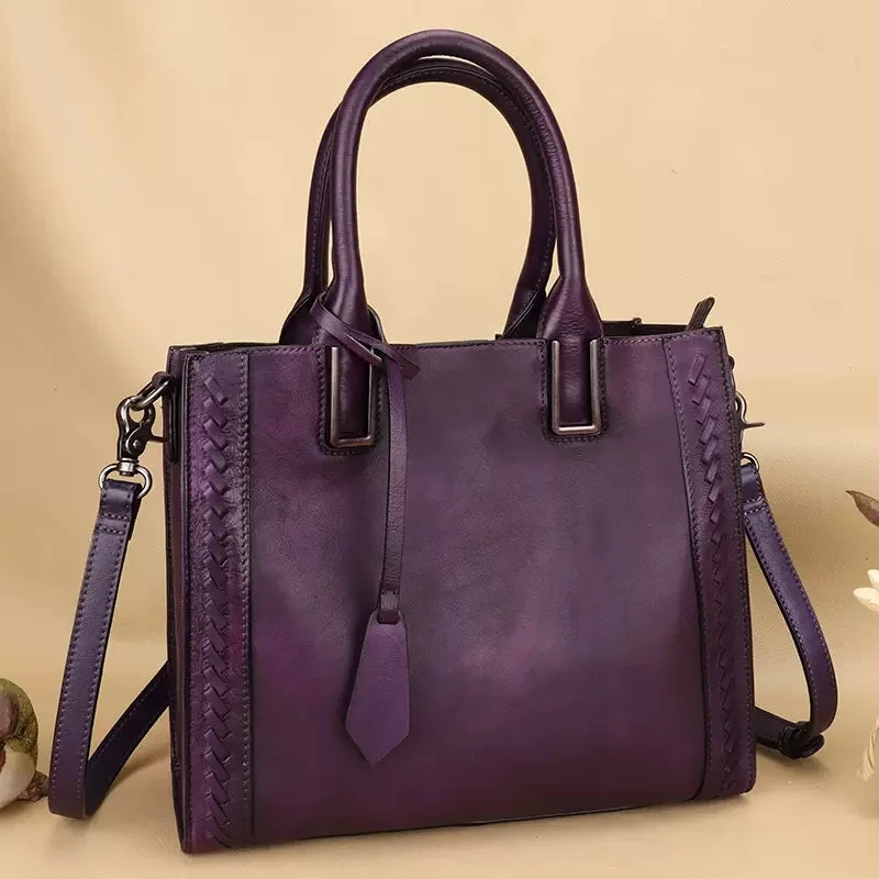 Women's handbags oversized-bold -Handmade Womens Purple Tote Bag Shoulder Handbags