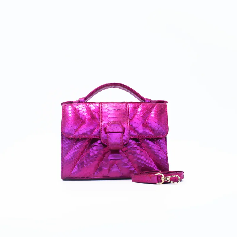 Women's handbags lined-interior -Judy Small in Metallic Hot Pink