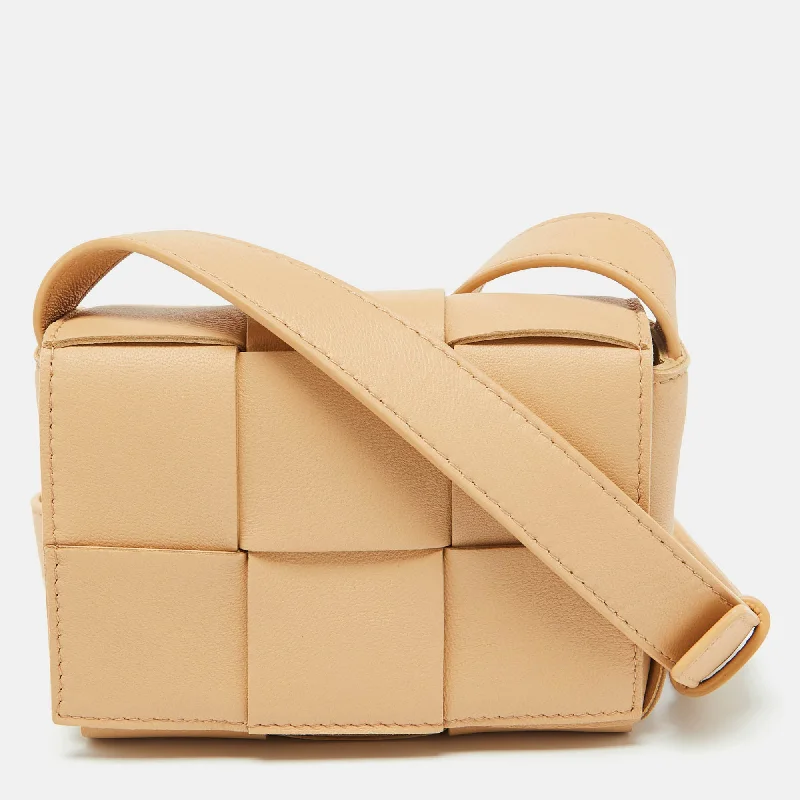 Women's crossbody bags sale-find -Bottega Veneta Beige Intrecciato Leather Mini Candy Cassette Crossbody Bag