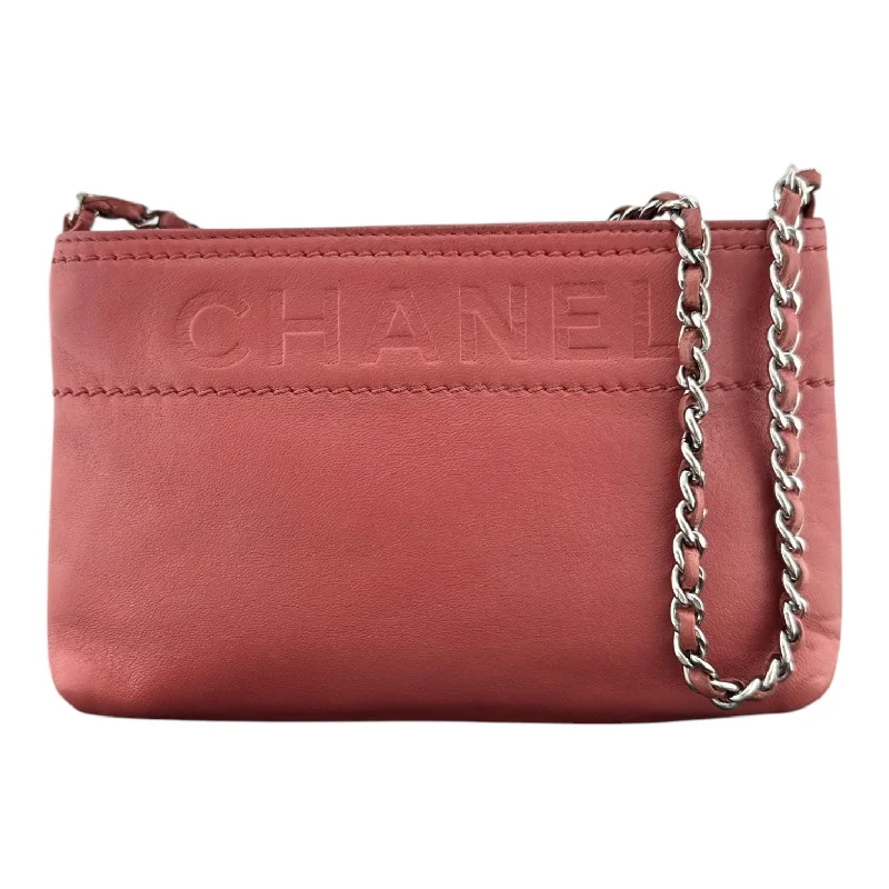 Women's chain bag perfect fit -CHANEL Lambskin Logo Chain Pochette