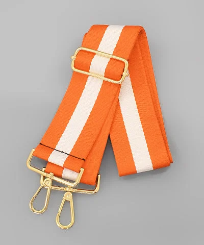 Women's crossbody bags long-strap-style -Adjustable Crossbody Strap - Orange & White Stripe