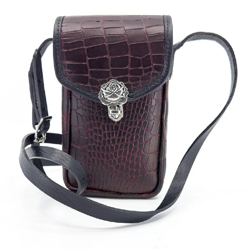 Women's handbags elegant-design -HAPPY EXTRA, Molly Cell Phone Handbag, Burgundy Alligator