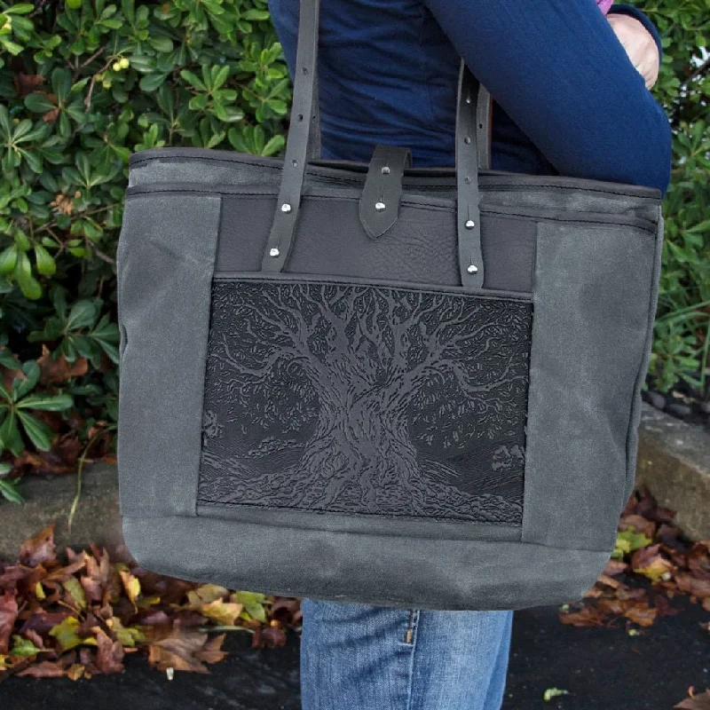 Women's tote bag ultralight style -HAPPY EXTRA, Everyday Tote, Tree of Life in Black