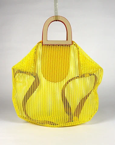 Women's shoulder bag pro outfit -Womens Yellow Net Polyester Leather Tote Handbag Purse Polyester Tote Shoulder Bag Purse for Ladies