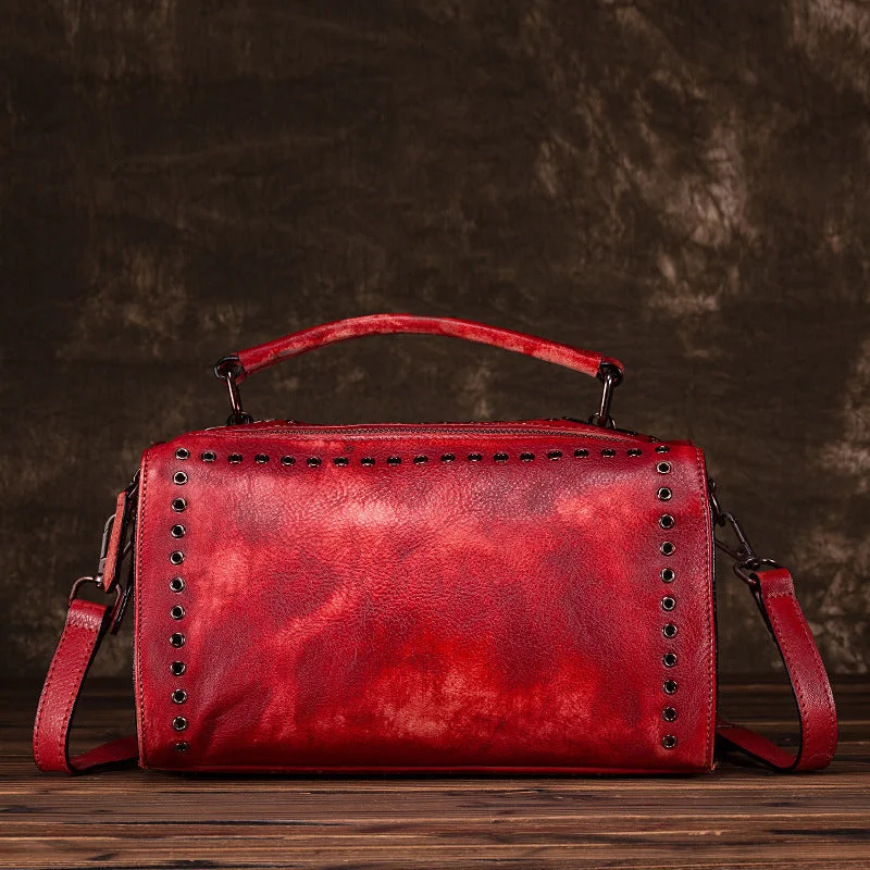 Women's handbags work -Cool Ladies Red Leather Handbag Cross Shoulder Bag