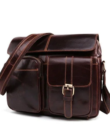 Women's shoulder bag squad pick -Cool Dark Brown Vintage Leather Small Side Bag Messenger Bag Shoulder Bags For Men