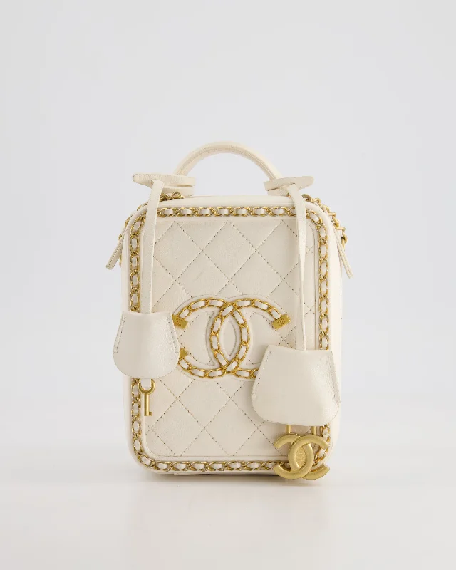 Women's chain bag performance bundle -*HOT* Chanel White Calfskin Vertical Vanity Case with Gold Chain Trim Detail and Gold Hardware