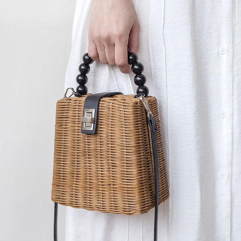 Women's handbags seasonal-trend -Elena Handbags Rustic Chic Women's Hand Woven Rattan Weave Basket Bag