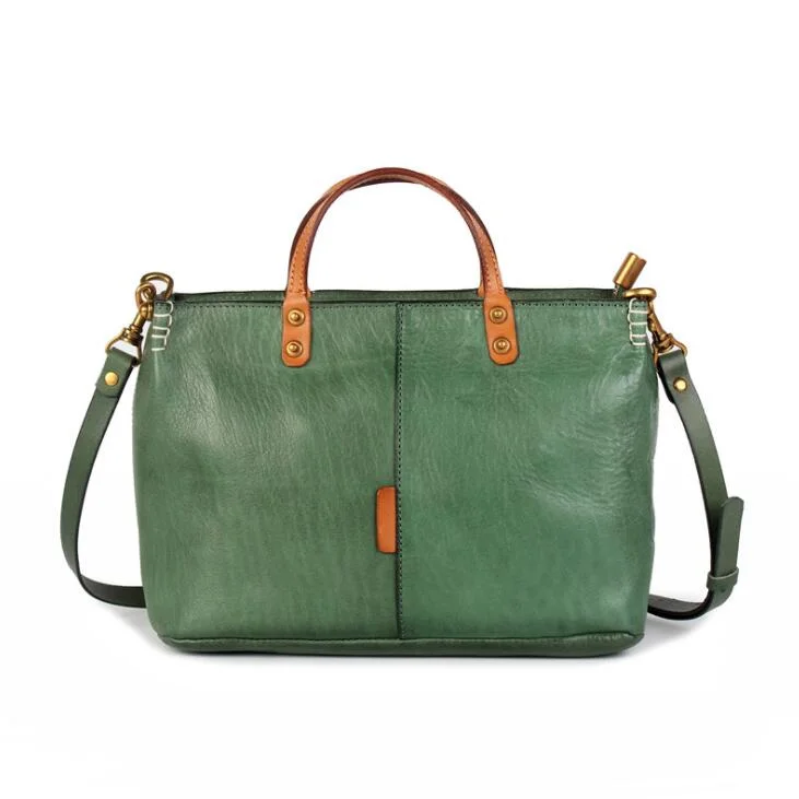 Women's handbags patterned -Womens Green Leather Handbags Cross Shoulder Bag for Women