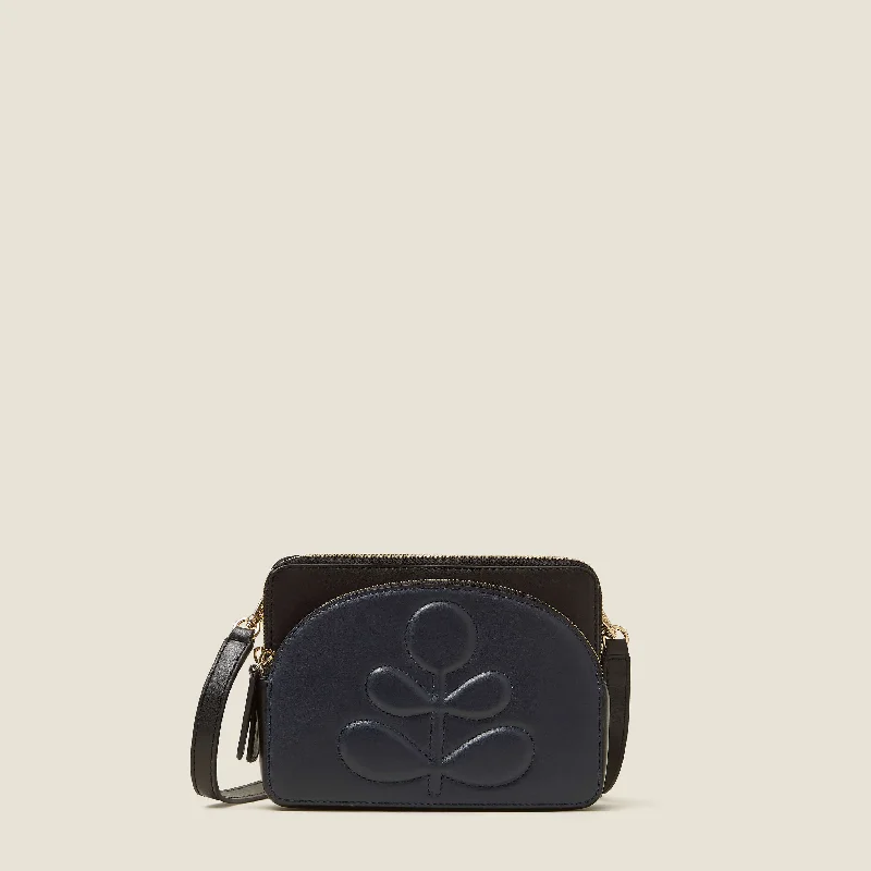 Women's crossbody bags vintage-charm -Portia East Crossbody - Embossed Stem Navy